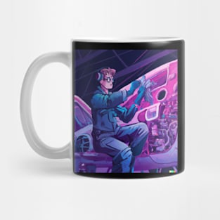 Aircraft Mechanic Synthwave 80's Digital Art 2 Mug